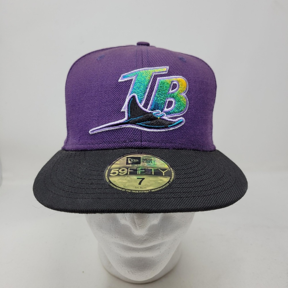 Tampa Bay Devil Rays Hat Cap Fitted Mens 7 Purple MLB Baseball New Era 59FIFTY